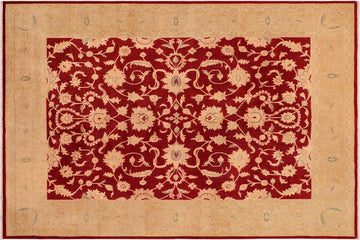 handmade Traditional Kafkaz Chobi Ziegler Red Tan Hand Knotted RECTANGLE 100% WOOL area rug 8 x 10